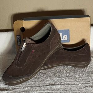 Keds Brown Suede Casual Zip-Top Sneakers